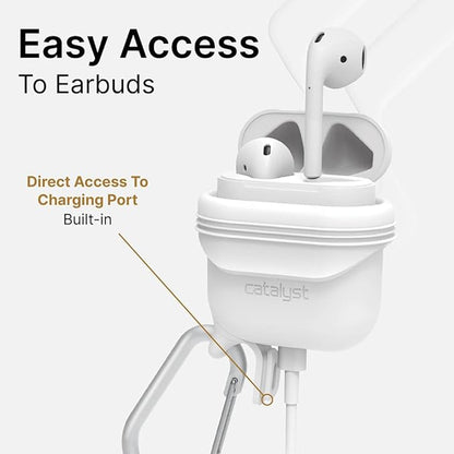 Catalyst Waterproof Case for AirPods 2nd Generation and AirPods 1st Generation - Wireless and USB-C Charging High Drop Protection AirPod Gen 2 and Gen 1 Case with Carabiner, One Piece Design