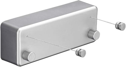 BESy Retractable Clothesline ABS case+Aluminum Dryer with Adjustable Stainless Steel Double Rope String Hotel Style Heavy Duty,Wall Mounted Method, 13.8 Feets,Silver