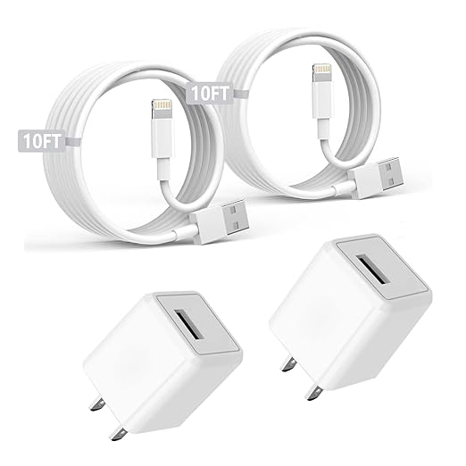 iPhone Charger 10FT, [Apple MFi Certified] 2-Pack Long Fast Charging Lightning Cord Cable USB Wall Charger Travel Plug Adapter for iPhone 14/13/12/11/Pro/Pro Max/Mini/8/7/6s Plus/XR/XS Max/SE2022/iPad