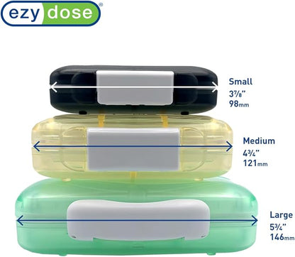 EZY DOSE Moisture-Proof Pill Case, Medicine Planner, Vitamin Organizer Box, Travel-Friendly, Latch-Closure to Secure Contents, 8 Individual Compartments of Multiple Sizes with Tight Seal, Large, Green