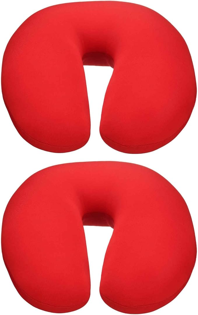HARFINGTON 2pcs Travel Pillow Airplane Neck Pillow U-Shaped Filled with Foam Beads Stuffable Classic for Sleeping Neck Chin Lumbar Support, Red