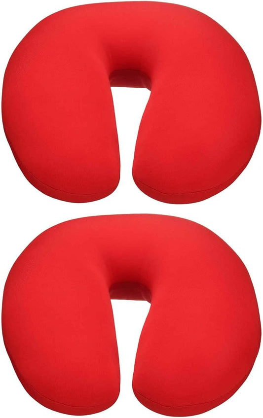 HARFINGTON 2pcs Travel Pillow Airplane Neck Pillow U-Shaped Filled with Foam Beads Stuffable Classic for Sleeping Neck Chin Lumbar Support, Red