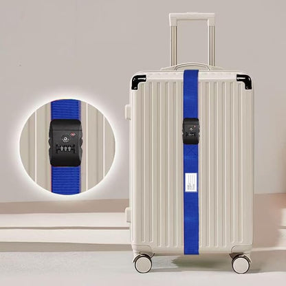 Travel Luggage Strap Adjustable Suitcase Packing Belt with TSA Combination Lock(Blue 2 Pack)