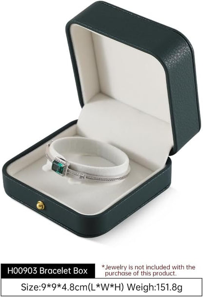 Leather Bracelet Gift Box for Men - Premium Small Luxury Bangle Box (Dark Green)