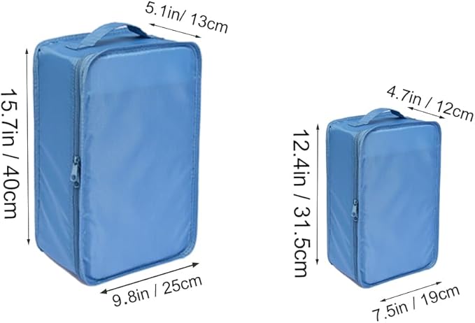Travel Shoe Bags, Foldable Waterproof Shoe Pouches Organizer-Double Layer (2+2 Seablue Shoebags)