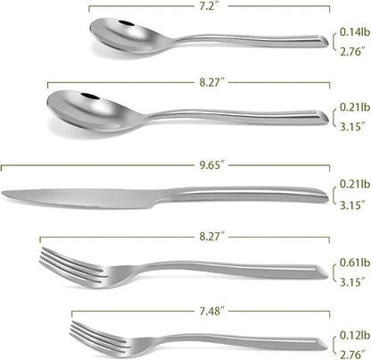 DEACORY Silverware Set Flatware Set Stainless Steel Cutlery Set Heavy Mirror Finished Dishwasher Safe Streamlined Handle Hotel Event Party Wedding Use 40 Pieces Service for 8