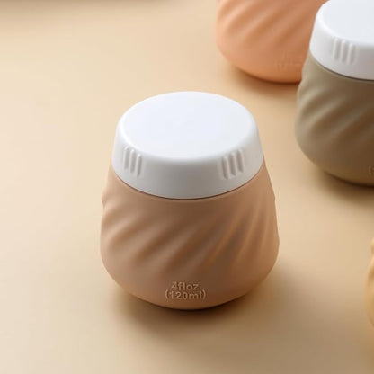 Gemice 4 OZ Travel Size Containers for Toiletries, 4-Pack Leak-Proof Silicone Slime Jars with Lids, BPA Free Small Round Cosmetic Slime Container for Lotion, Cream, Ointments, Travel Essentials