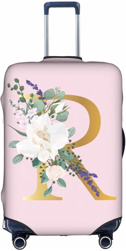 Flower Lette R Pink Luggage Cover Elastic Washable Stretch Suitcase Protector Anti-Scratch Travel Suitcase Cover for Kid and Adult XL (29-32 inch suitcase)