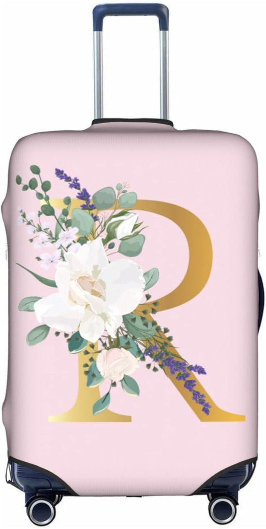Flower Lette R Pink Luggage Cover Elastic Washable Stretch Suitcase Protector Anti-Scratch Travel Suitcase Cover for Kid and Adult XL (29-32 inch suitcase)