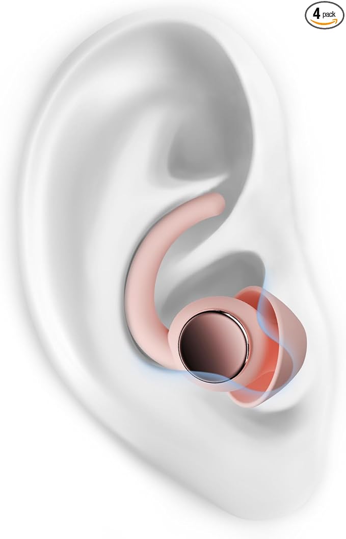 Ear Plugs for Sleeping - Noise Reduction Soft Silicone Earplugs, 2 Pairs Reusable Hearing Protection Earplugs for Noise Sensitivity, Sleep,Snore,Travel,Sound Reduction Noise Cancelling - Dusty Pink