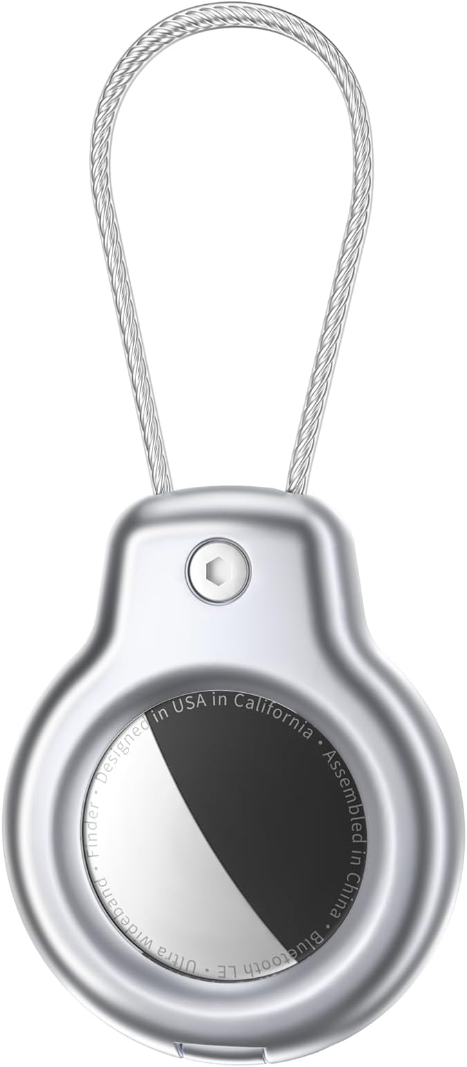 SPGUARD for AirTag Holder Metal Case with Keychain Full Protective Air Tag Cover for Apple Air TagHolder with Wire Cable Luggage Lock Keyring Key Chain Accessories for GPS Item Tracker for Kids