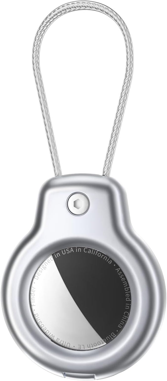 SPGUARD for AirTag Holder Metal Case with Keychain Full Protective Air Tag Cover for Apple Air TagHolder with Wire Cable Luggage Lock Keyring Key Chain Accessories for GPS Item Tracker for Kids