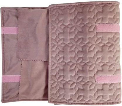 Portable Jewelry Roll Untangled Secure Necklace Travel Storage Bag Displays Holder 16 Chain (Embroidery Pink Velvet)