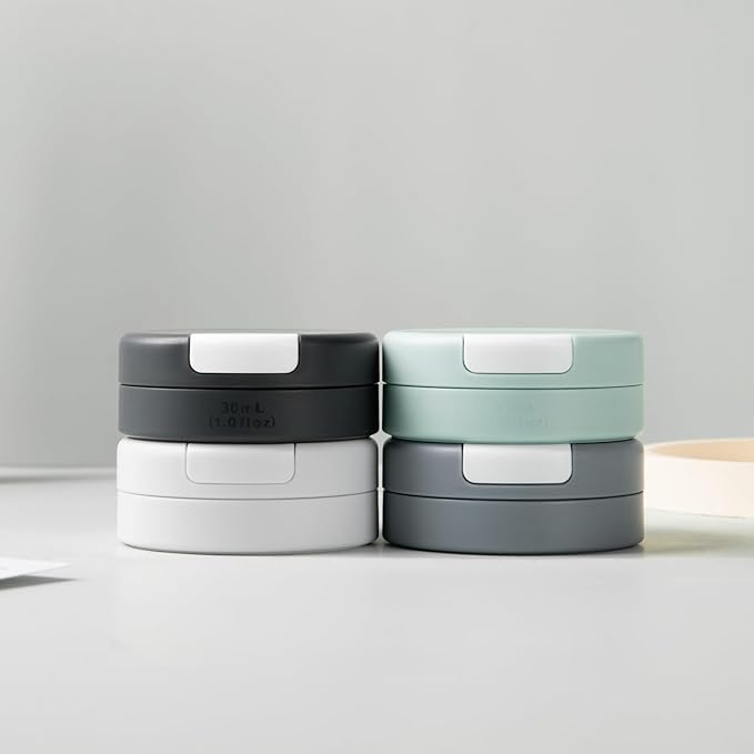 Travel Containers for Toiletries, Magnetic Travel Containers (30ml), TSA Approved Cream Jars with Toiletry Bag, Leak-proof Small Jars with Multiple Labels for Better Organization