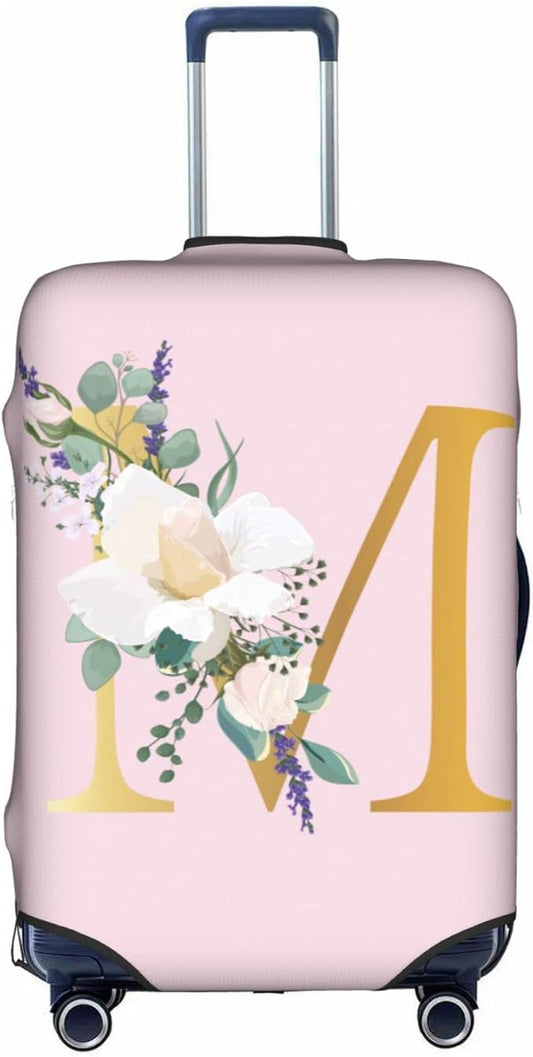 Flower Lette M Pink Luggage Cover Elastic Washable Stretch Suitcase Protector Anti-Scratch Travel Suitcase Cover for Kid and Adult M (22-24 inch suitcase)