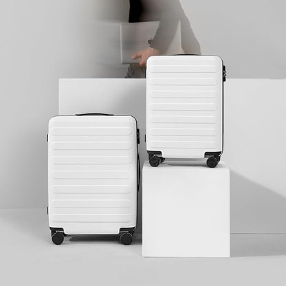 NINETYGO Medium Checked Luggage 24 Inch, Checking In Luggage with Smooth Spinner Wheels, Lightweight, Hard Shell PC Suitcase, Lightweight Travel Luggage, TSA Approved (Lily White, Rhine Basic)