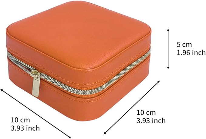 Jewelry Case with Mirror, Small Travel Jewelry Organizer, Portable Mini Storage Box for Rings, Earrings, Necklaces, Gift for Mom, Girl, Daughter, Bridesmaids, Mother's Day Gift (Orange-4packs)