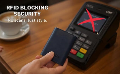 Mens Wallet, Premium Leather Slim Wallet, RFID Blocking Pop-Up Card Holder, Extra Credit Card Slots, Cash Slot, Magnetic Closure, Christmas Gift Ready Gift Box Included