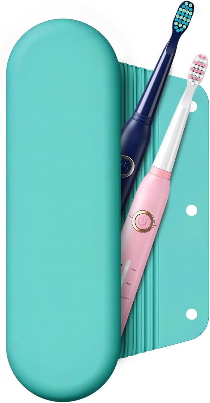Silicone Electric Toothbrush Travel Case, Manual Toothbrush Travel Cover for Men and Women,Toothbrush Holder for Travel,Gym and More, Fits Most Manual and Electric Toothbrushes - Mint Green