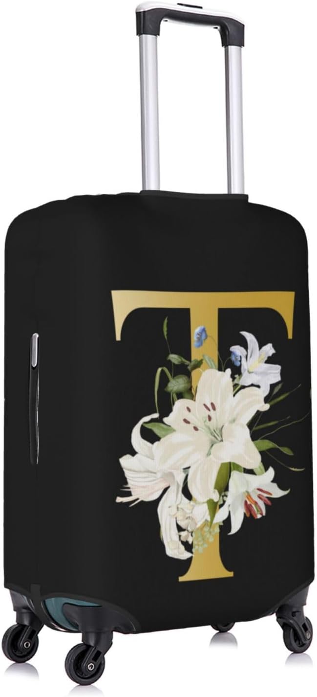 Decorative T Suitcase Protectors Elastic Washable Luggage Covers With Concealed Zippers For 18-32 Inch Luggage (Size L: Fits 25-28 Inch)