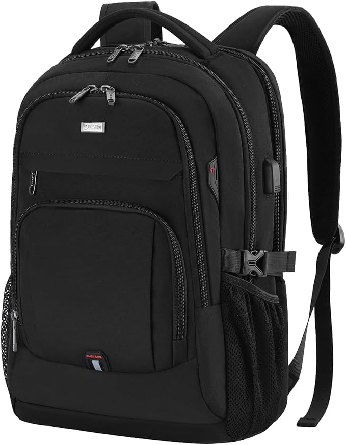 DUSLANG 17 Inch Laptop Backpack for Travel Water Resistant College Backpack for Men Women Laptop Bag with USB Charging Port Clear Cosmetic Bag,Black