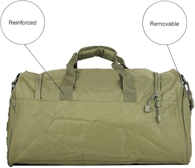 Military Tactical Outdoor Gym Bag Small Duffel Bag with Shoes Compartment for Sports Travel Camping Hunting (B-Green)