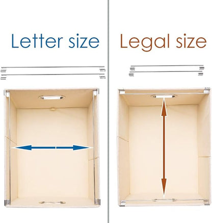 PRANDOM File Organizer Box - Set of 1 Collapsible Decorative Linen Filing Storage Hanging File Folders with Lids Office Cabinet Letter/Legal Size Light Grey (17x14x11.2 inch)