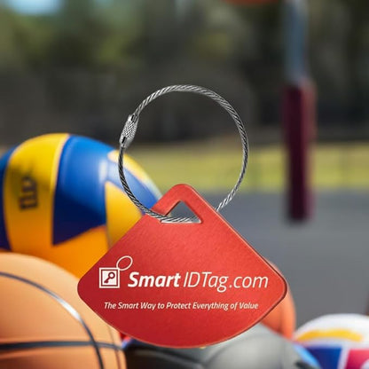 Dynotag® Express Series Solid Metal Web Enabled Smart Bag Tag ID + Steel Loop, Anodized Aluminum with DynoIQ™ & Lifetime Recovery Service (Ruby Red)