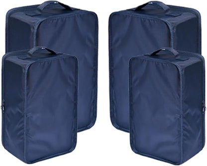 Travel Shoe Bags, Foldable Waterproof Shoe Pouches Organizer-Double Layer (2+2 Navy Shoebags)