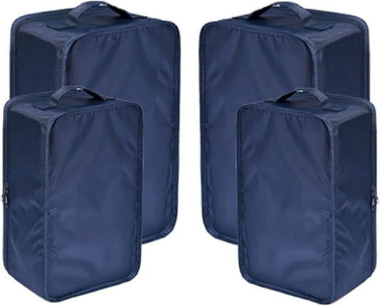 Travel Shoe Bags, Foldable Waterproof Shoe Pouches Organizer-Double Layer (2+2 Navy Shoebags)