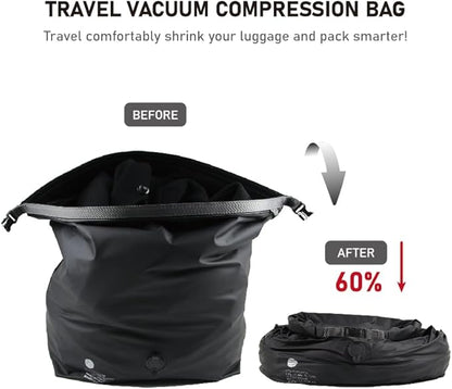 Vacuum Compression Bags for Travel, 40L Pump-Free Reusable Vacuum Bags, Waterproof Laundry Bag for Backpack and Suitcase, Space Saver Bags for Backpacking
