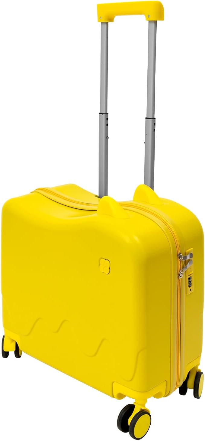 18" Kids Luggage Suitcase for Girls & Boys, Kids Carry On Luggage with Wheels Children’s Suitcase w/Lock (Yellow)