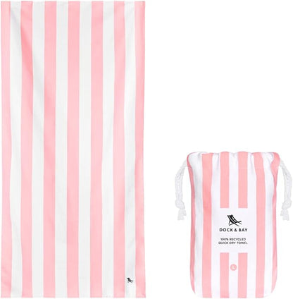 Dock & Bay Quick Drying Towel - for Sports & Gym - Compact, Lightweight - 100% Recycled - Includes Bag - Cabana - Malibu Pink, Medium (130x70cm, 51x27)