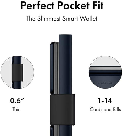 Ekster - Aluminum Cardholder Pro Wallet - All-Metal Aluminum Wallet for Men - Fits 7 Cards, RFID Blocking Layer, Ultra-Thin, Minimalist, Push Button, Card Access, Expandable, Trackable (Midnight Blue)