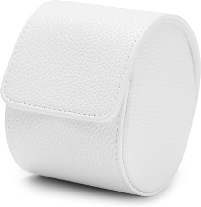 Oirlv Luxury Leather Travel Watch Case Portable Jewelry Watch Storage Roll Organizer(White)