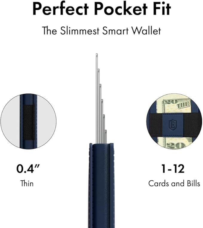 Ekster - Parliament Pop Up Wallet for Men - RFID Blocking Metal Card Holder Wallet with Push Button and Card Ejection - Minimalist Leather Tactical Daily Carry Parliament - Easy Access, Navy Color