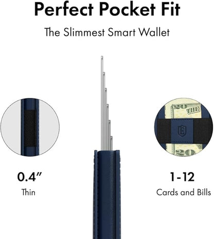 Ekster - Parliament Pop Up Wallet for Men - RFID Blocking Metal Card Holder Wallet with Push Button and Card Ejection - Minimalist Leather Tactical Daily Carry Parliament - Easy Access, Navy Color