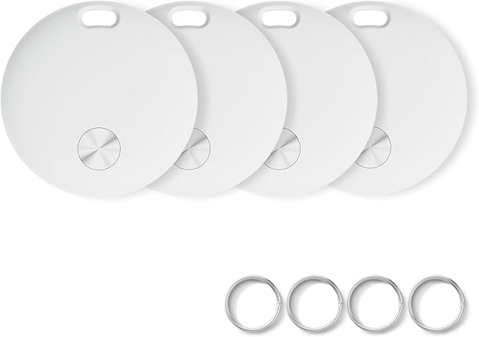 Air Tracker Tags- 4 Pack, New Bluetooth Tracker Works with Apple Find My APP (iOS Only), 92 dB Sound, Replaceable Battery, Smart Tag Keys Finder and Item Locator for Keys, Bags, Luggage, Wallet, etc