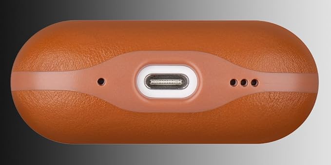 LOPIE Leather Case for AirPods Pro 2nd Generation - Handmade AirPods Pro 2 Case Cover with Lanyard - Made of Full Grain Leather - Drop Protection Hard Shell Cover - Wireless Charging Compatible, Brown