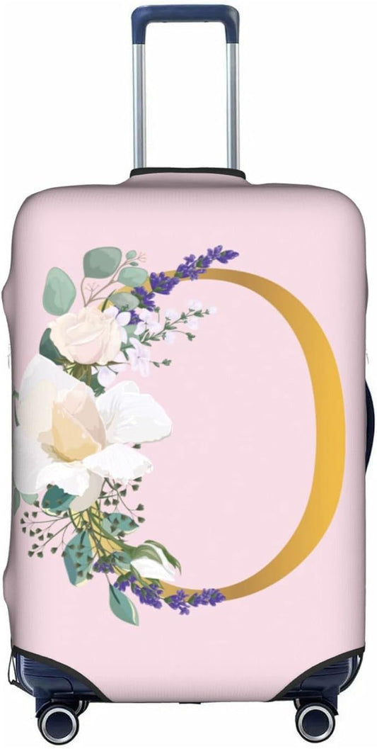 Flower Lette O Pink Luggage Cover Elastic Washable Stretch Suitcase Protector Anti-Scratch Travel Suitcase Cover for Kid and Adult XL (29-32 inch suitcase)
