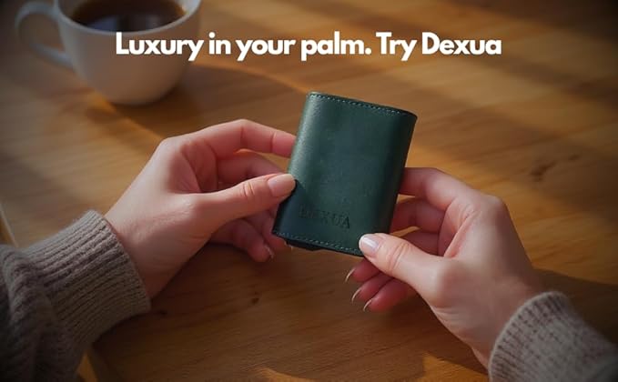 Mens Wallet, Genuine Leather Trifold Wallet with Pop-Up Card Holder, RFID Blocking, Card Slots, Cash & Coin Compartments, Magnetic Closure, Christmas Gift Ready Gift Box Included