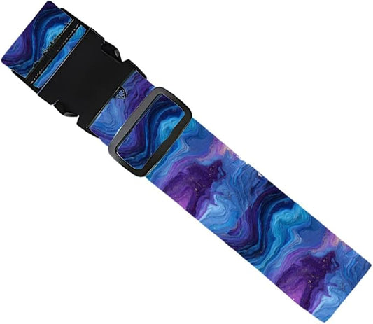 2PC,Galaxy Pattern Luggage Strap 1.97 x 70.84 inch Blue Purple Abstract Design Adjustable Suitcase Belt Durable Nylon Baggage Identifier for Cosmic Travel Style