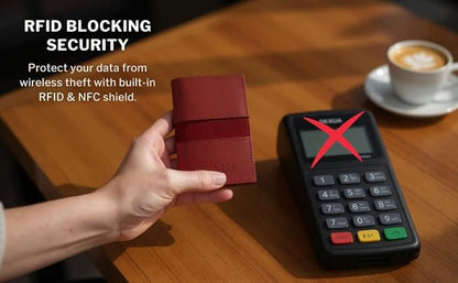 Mens Wallet, Premium Leather Slim Wallet, RFID Blocking Pop-Up Card Holder, Extra Credit Card Slots, Cash Slot, Magnetic Closure, Christmas Gift Ready Gift Box Included