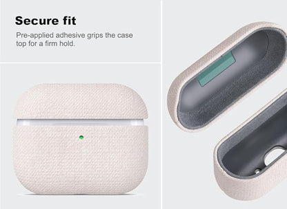 Handmade Case - for AirPods Pro 3 Case Cover - Selected Skin-Friendly Vegan Leather, Woolen Fabric Cloth Style, Drop Protective Hard Cover for AirPods Pro 3rd Generation Earbuds - White