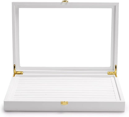 Oirlv White Jewelry Organizer Box with Acrylic Lid Ring Display Storage Case Jewelry Box for Women