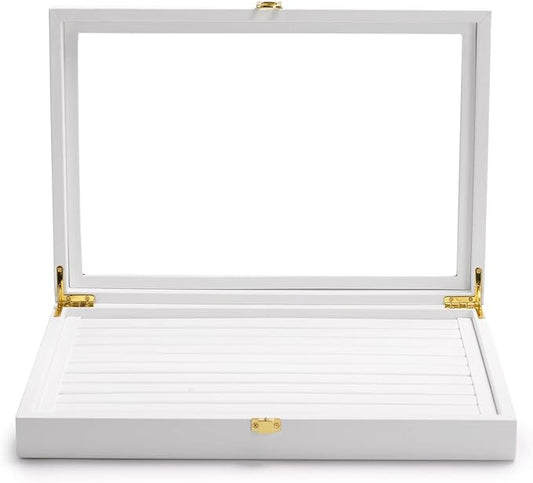 Oirlv White Jewelry Organizer Box with Acrylic Lid Ring Display Storage Case Jewelry Box for Women