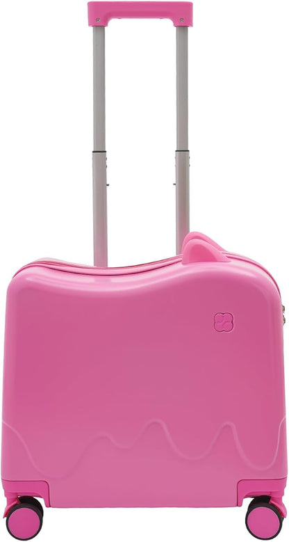 18" Kids Luggage Suitcase for Girls & Boys, Kids Carry On Luggage with Wheels Children’s Suitcase w/Lock (Pink)
