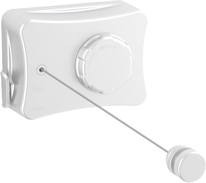 Retractable Clothesline for Outdoor & Indoor Use, 16.73 Ft Heavy Duty Retracting Clothes Line with Single Stainless Steel Rope - Laundry Drying Rack for Bathroom, Outside Areas (White)