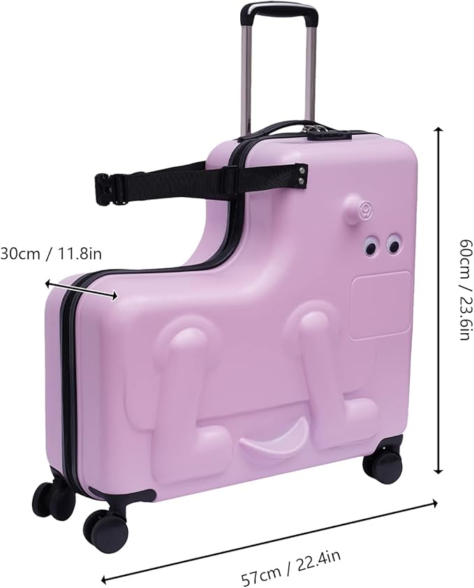 24"Kids Luggage Portable Kids Suitcase Children's Ride On Trolley Rolling Luggage with Wheels Carry Trolley Luggage with Password Lock Funny Kids Suitcases for Boys Girls Small Suitcase ABS+PC