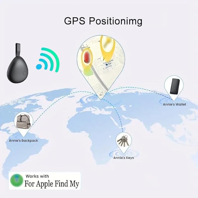 GPS Tracker for Vehicles, Mini Tracking Device for Vehicles, Car Tracker Device Hidden No Subscription Work with Find My (iOS Only), Key Finder, for Kids, Dogs, Luggage, Bag (Black, 4 Pack)